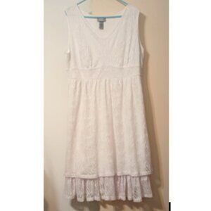 NWT~ Catherine's White Fit and Flare Sleeveless Knit Dress with V-Neck (Size:1X)